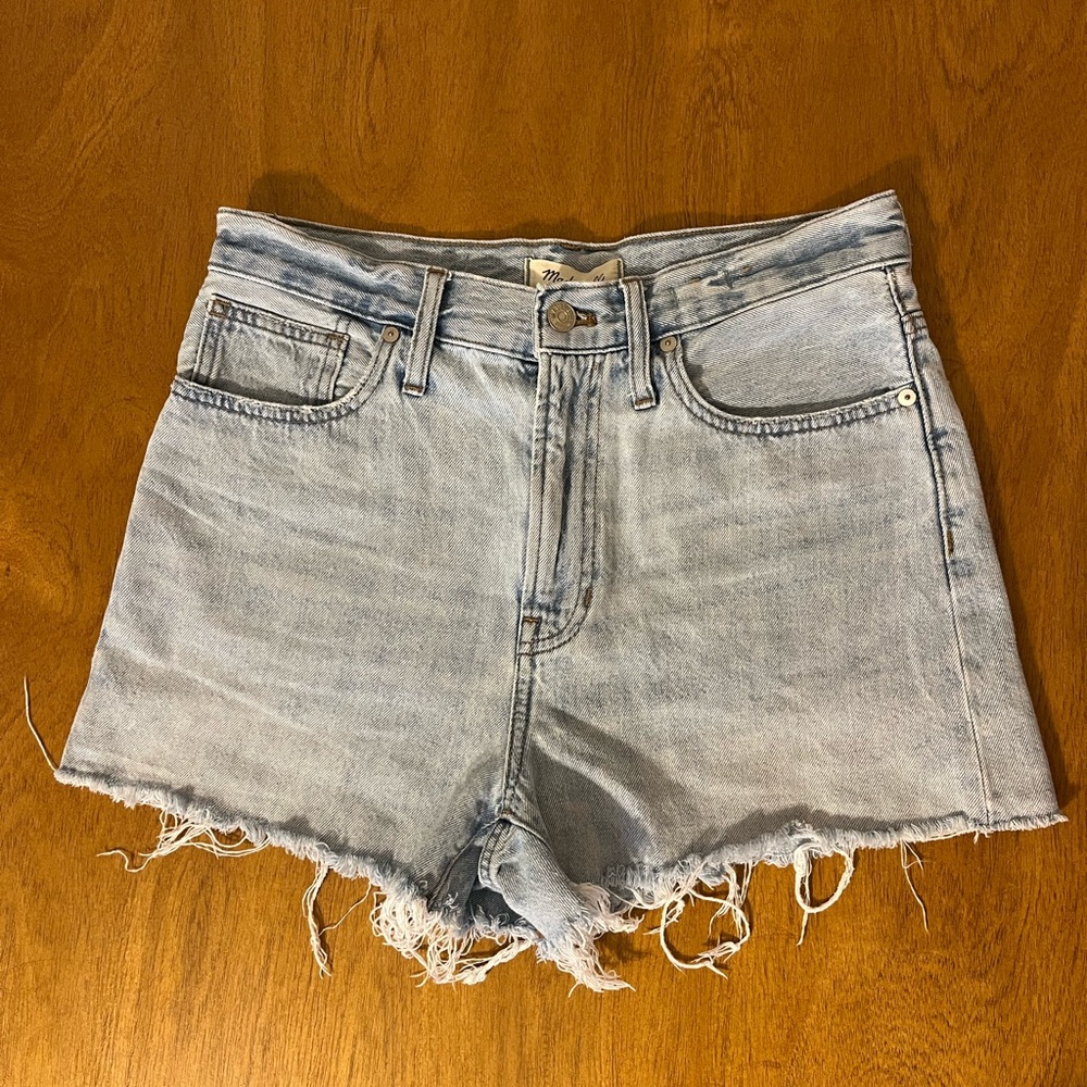 Madewell The Perfect High Waisted Raw Hem Jean Shorts